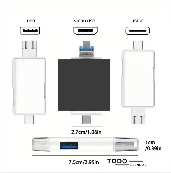 Lector De Tarjetas Usb Para Usb/tipo C/ Micro Usb
