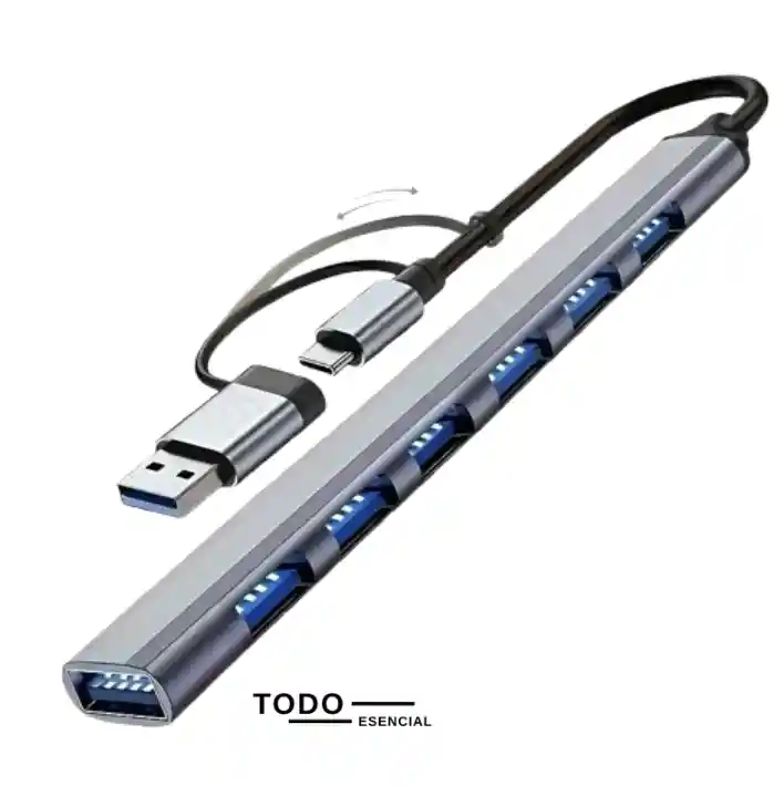 Multipuerto Usb De 7 Puertos Con Conexión Usb Y Tipo C