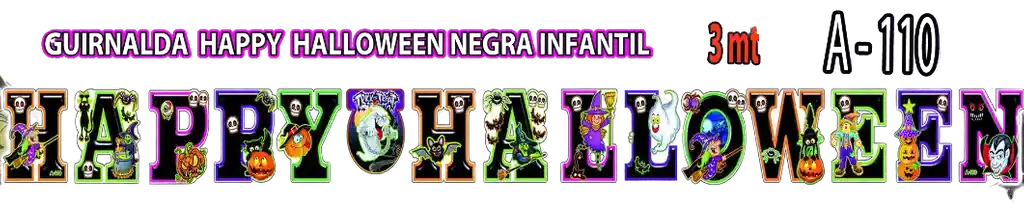 Hallo Guirnalda Happy Halloween Negra A110