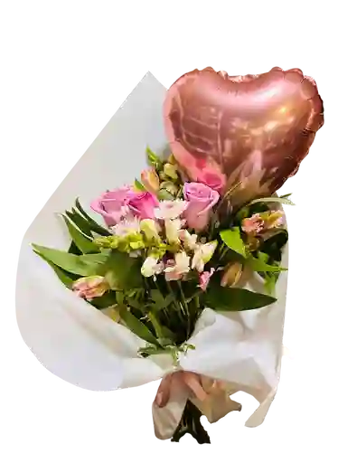 Flores Encanto De Amor Con Globo De Corazon