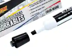 Marcador Borrable Punta Gruesa Color Negro Marca Eterna