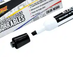 Marcador Borrable Punta Gruesa Color Negro Marca Eterna