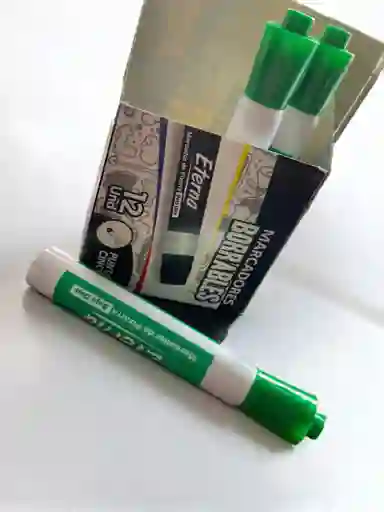 Marcador Borrable Punta Gruesa Color Verde Marca Eterna