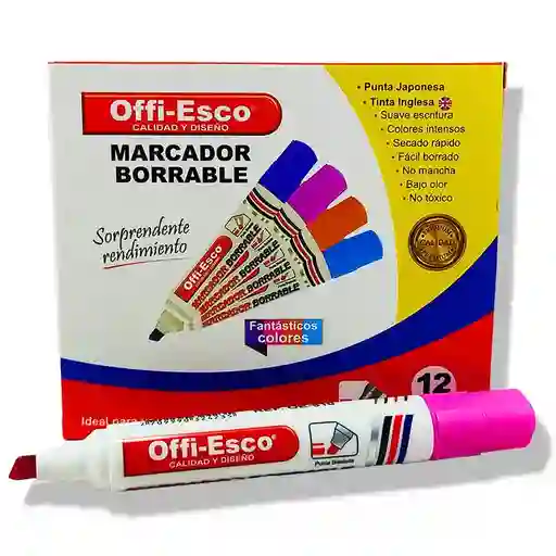 Marcador Borrable Punta Gruesa Color Fucsia Marca Offiesco