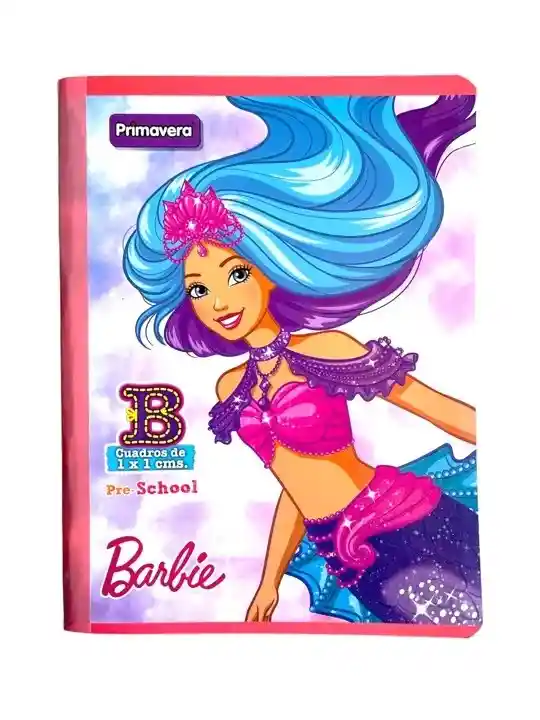 Cuaderno Cosido Cuadros 1x1 Cm 100h Para Niña Barbie Primavera