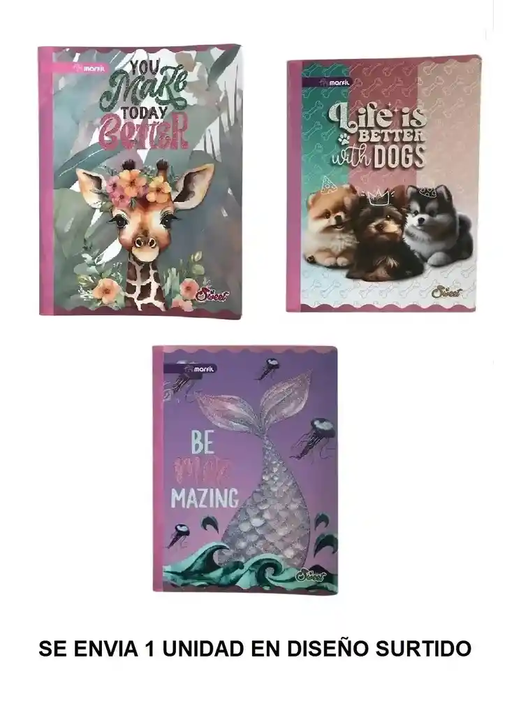 Cuaderno Cosido Doble Linea 100h Para Niña