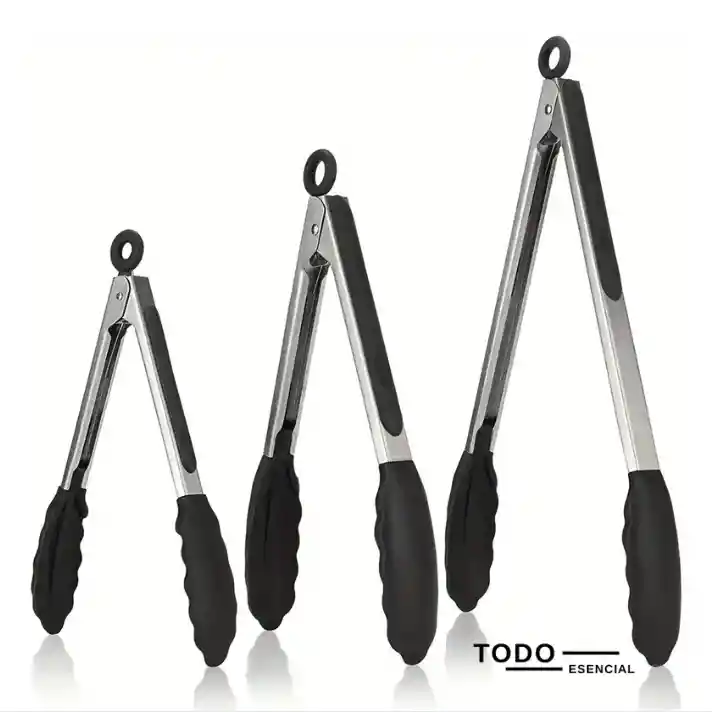 Pinzas De Cocina Acero Inoxidable Y Silicona