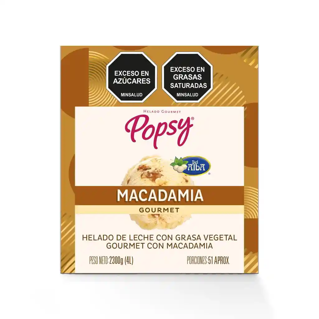 Popsy Helado De Macadamia Gourmet 4 L