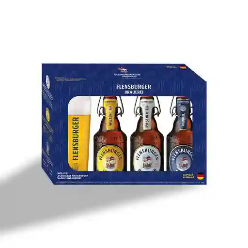 Flensburger Gift Pack Cerveza Alemana 3 Unidades / 330 Ml + 1 Vaso