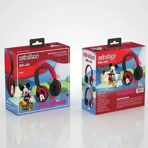 Audífonos Diadema Diseño Mickey Mouse Inalámbricos