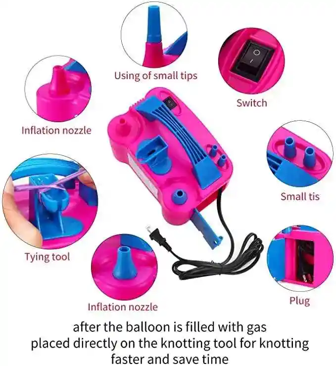 Inflador Eléctrico De Globos Doble Boquilla - Rápido Y Práctico