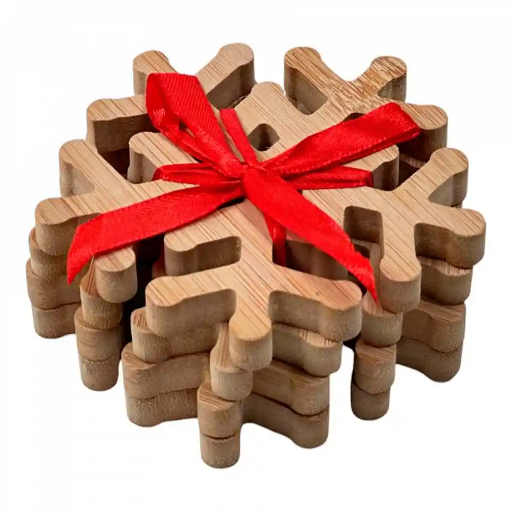 Portavasos Santini 10x3cm Natural 4 Pz Bambu