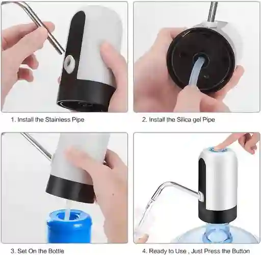 Dispensador De Agua Recargable Para Botellón Bomba Electrica Color Blanco
