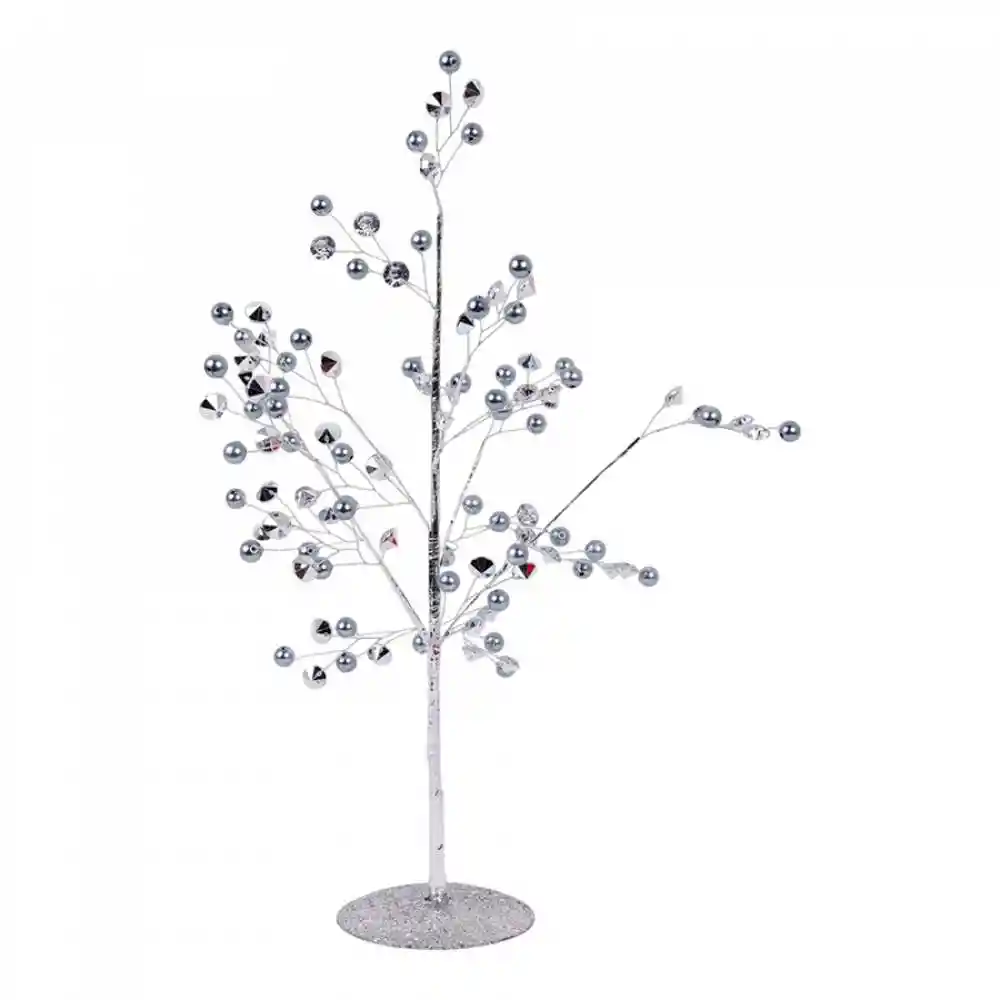 Arbol Santini Decorativo 9x35cm Plateado Plastico