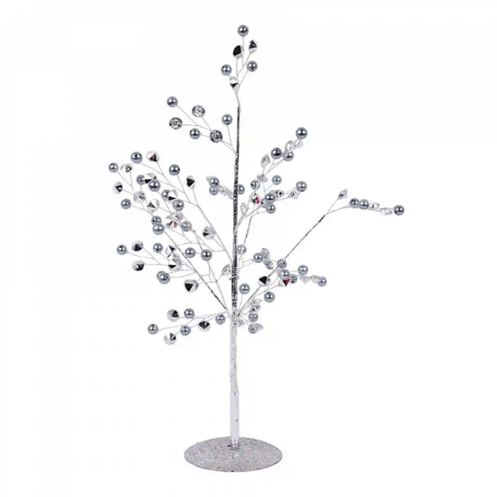 Arbol Santini Decorativo 9x35cm Plateado Plastico