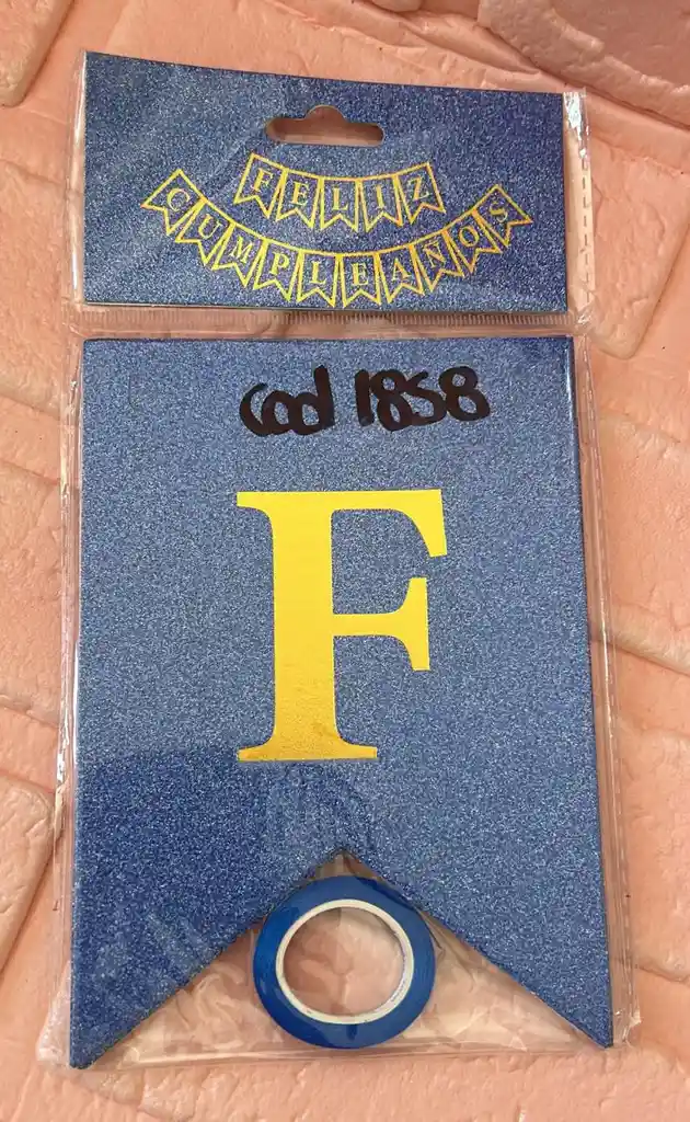 Letrero Feliz Cumpleaños Azul Oscuro Escarchado Banderin Feliz Cumpleaños