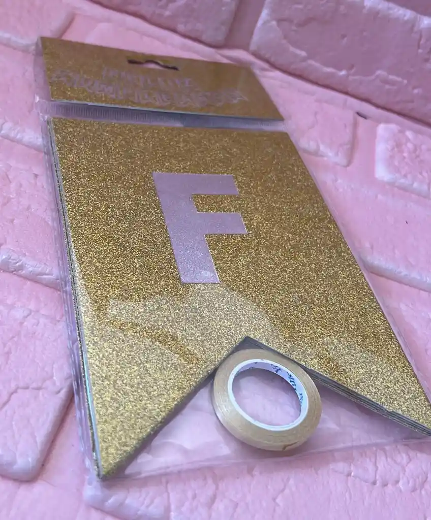 Letrero Feliz Cumpleaños Dorado Escarchado Banderin Feliz Cumpleaños