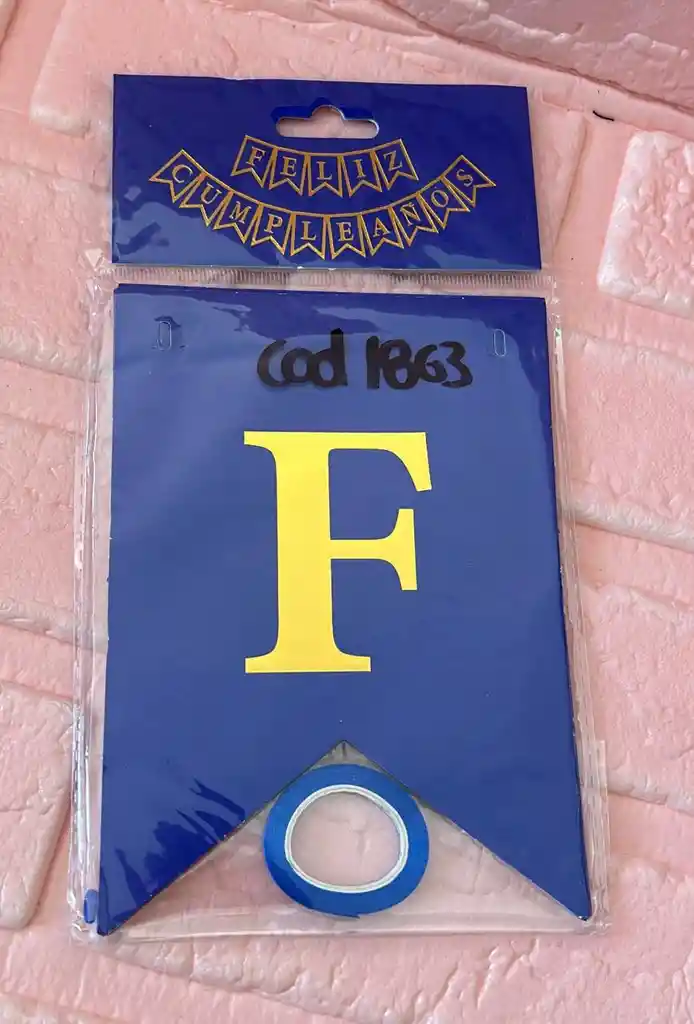 Letrero Feliz Cumpleaños Azul Oscuro Liso Banderin Feliz Cumpleaños