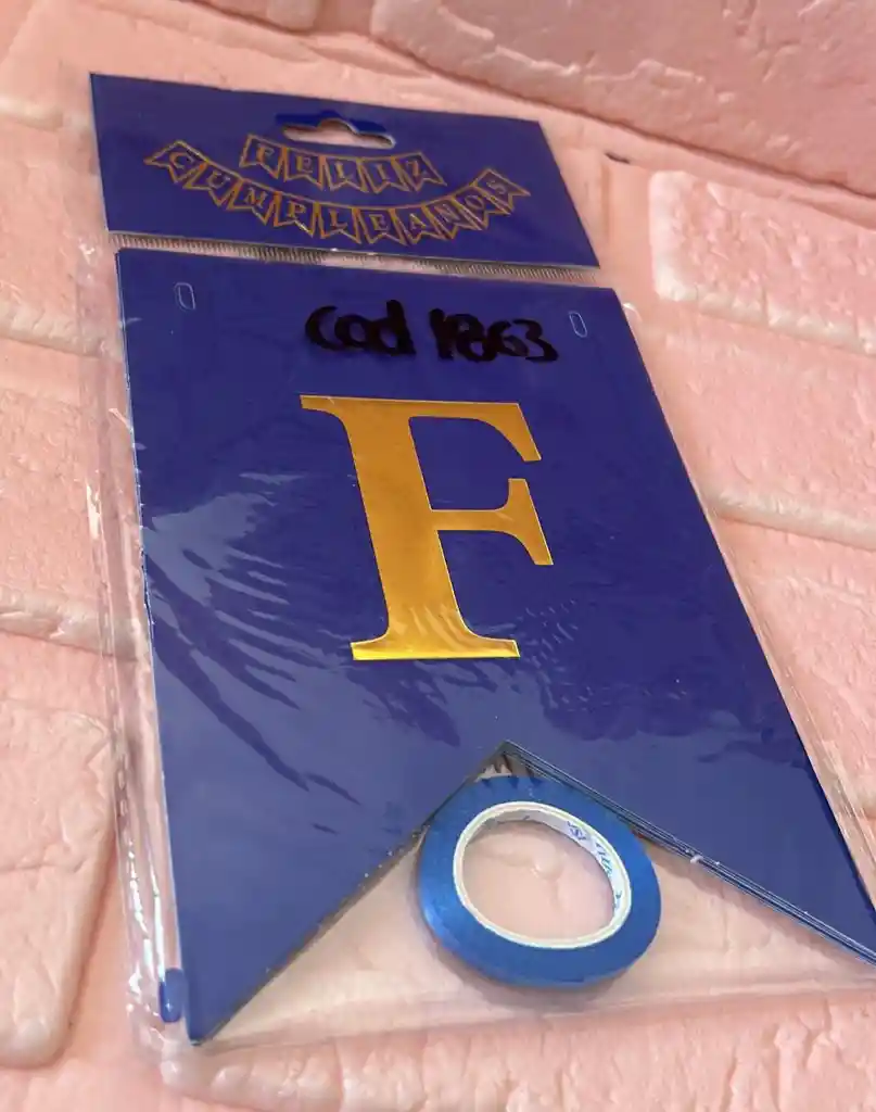 Letrero Feliz Cumpleaños Azul Oscuro Liso Banderin Feliz Cumpleaños