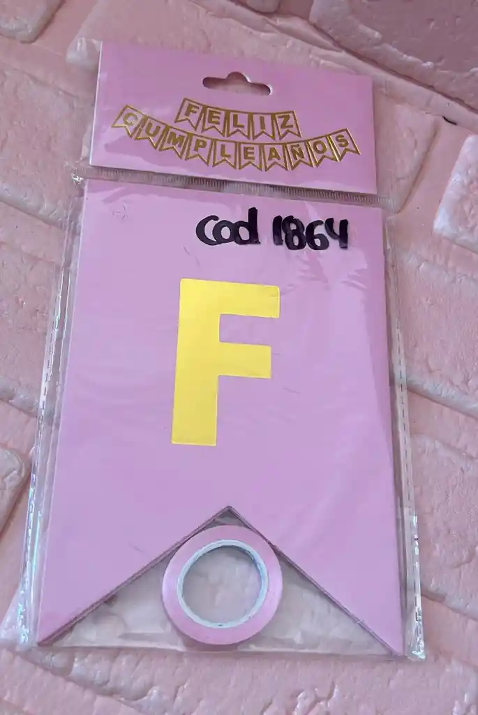 Letrero Feliz Cumpleaños Rosado Liso Banderin Feliz Cumpleaños