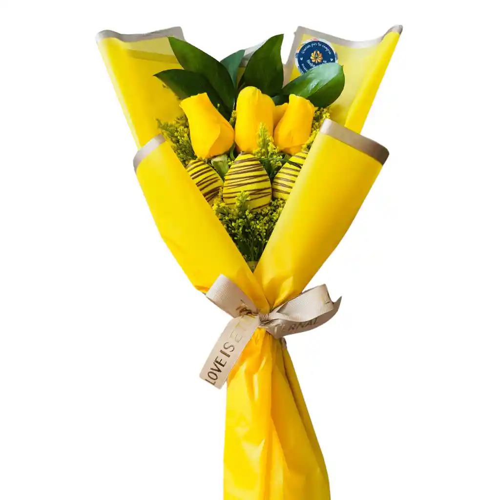 Flores Amarillas, Rosas Y Fresas