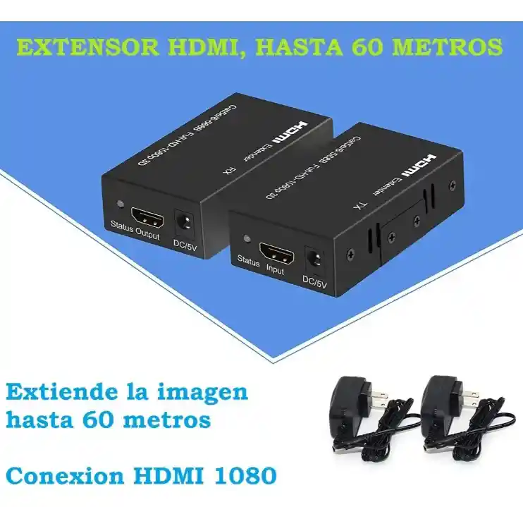 Extensor Hdmi Full Hd 1080p Por Cable Lan Cat 6 – Hasta 60 Metros