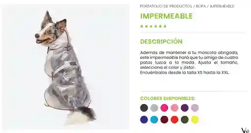Impermeable Para Perro Color Verde Talla M