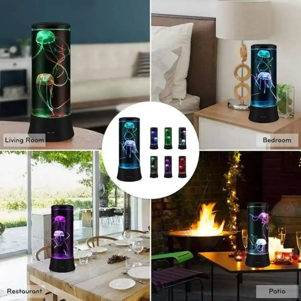 Lampara De Medusas Con Movimiento Luz Led Decorativa Pecera Falsa