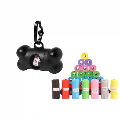 Portabolsas Dispensador Mas 20 Rollos Negro