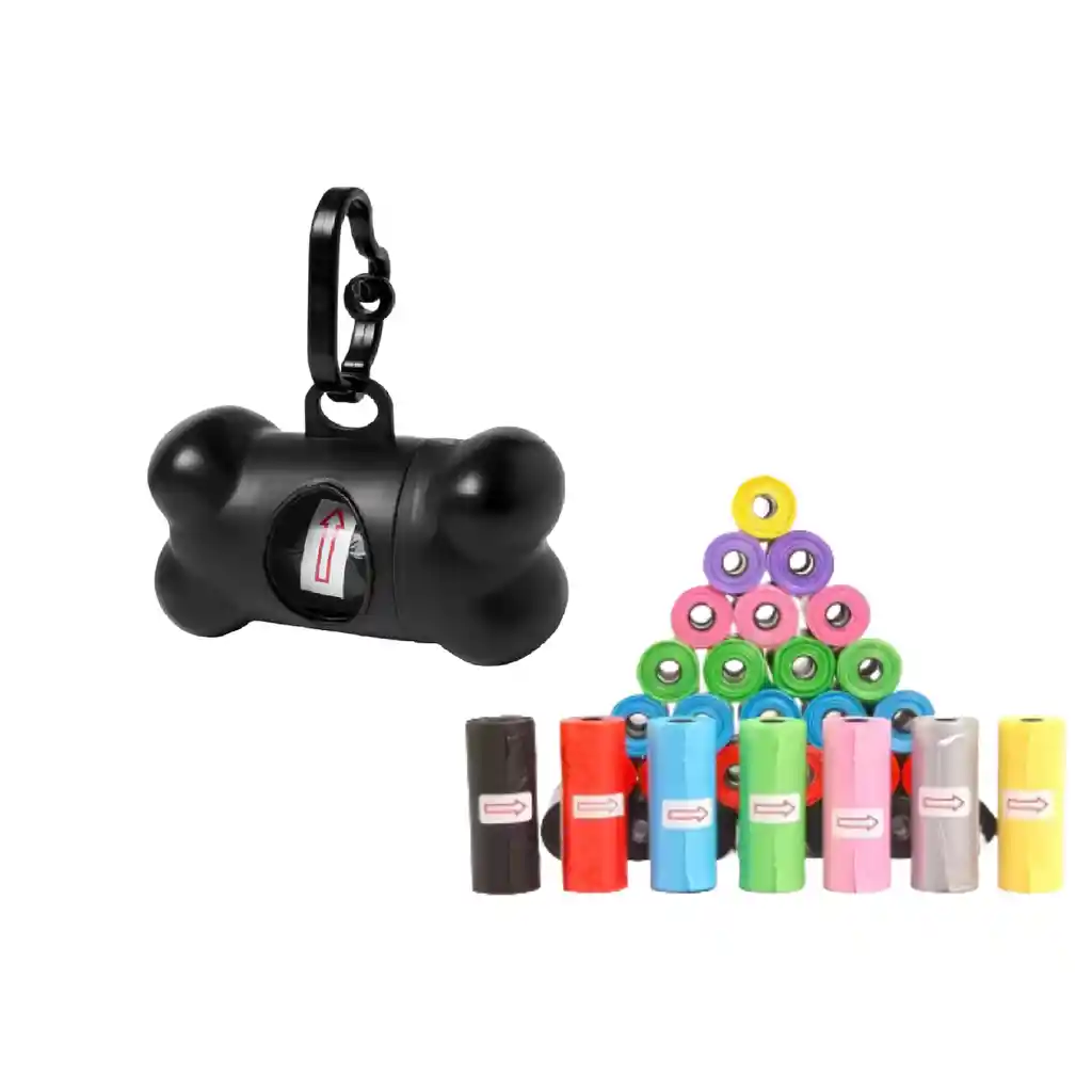 Portabolsas Dispensador Mas 20 Rollos Negro