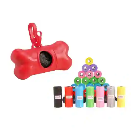 Portabolsas Dispensador Mas 20 Rollos Rojo
