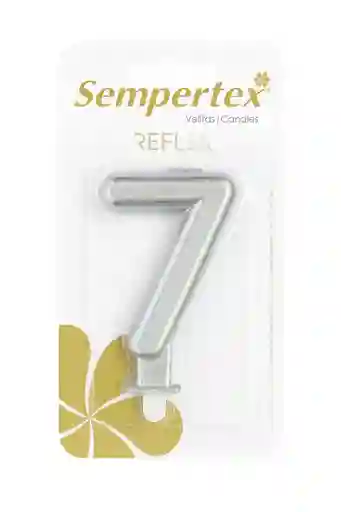 Vela Numérica Reflex Plateada Sempertex “7” – 9 Cm