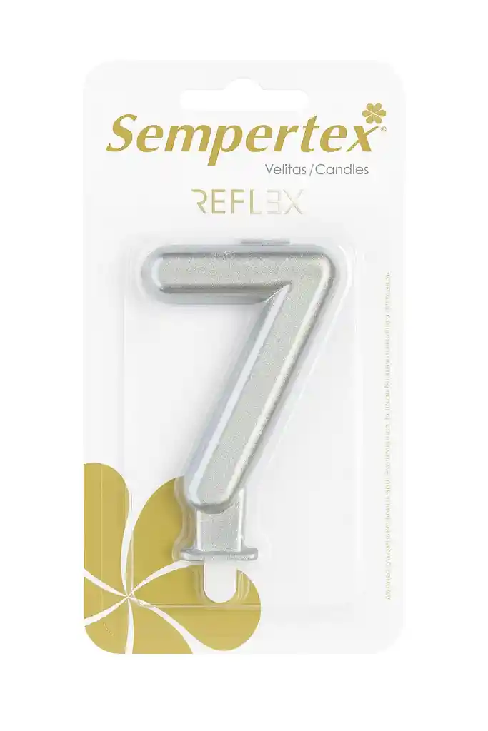 Vela Numérica Reflex Plateada Sempertex “7” – 9 Cm