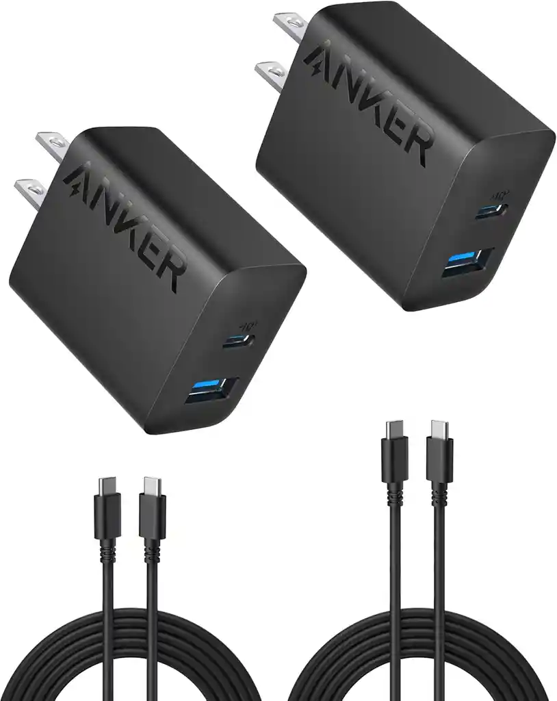 Cargador Anker 20w Usb-c + Usb-a De Carga Rapida + Cable Usb-c (paquete X2)