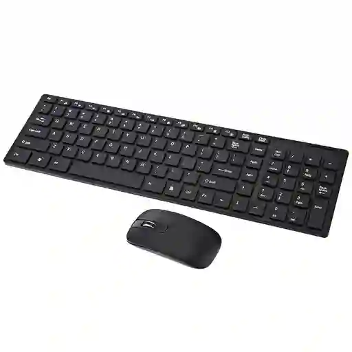 Combo Teclado Y Mouse Inalámbrico Usb 24g Ultra Delgado Negro
