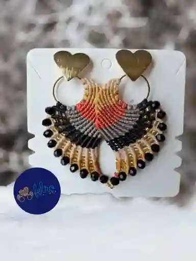 Aretes Alitas, Pavo Reales, Alas De Ángel En Micro Macramé, Sombra Terracota
