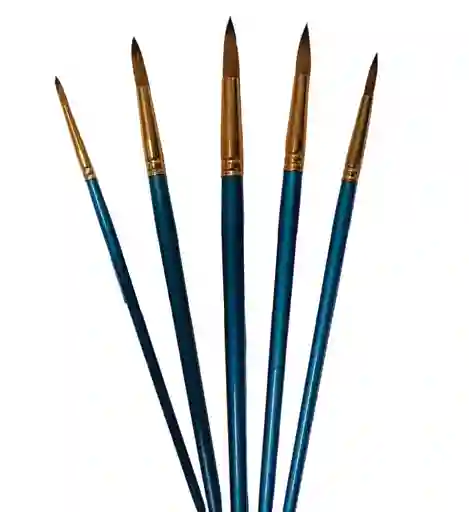 Set De Pinceles Redondos Punta Fina X5 Und