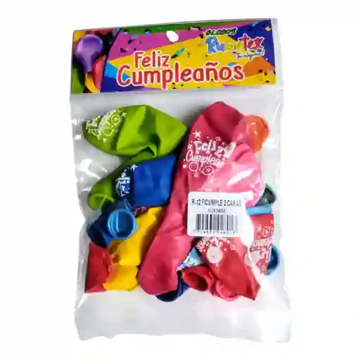 Bombas/globos R-12 *12 Fantasía Rumatex Feliz Cumpleaños
