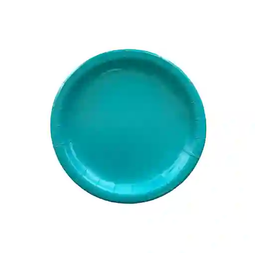 Plato Pequeño De Carton Ecologico X 10 Unidades Azul Turquesa