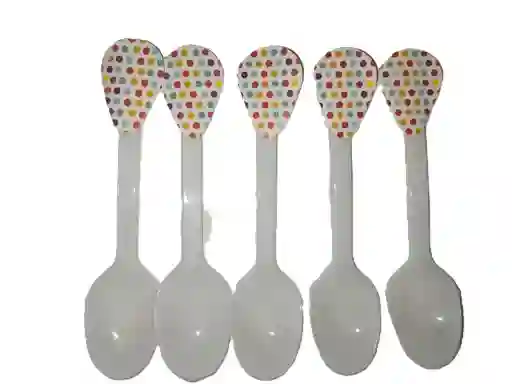 Cucharas Desechables Fiesta X20 Puntos Colores Blanca