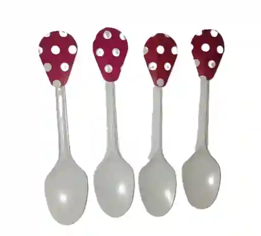 Cucharas Desechables Fiesta X20 Rosado Puntos Blancos