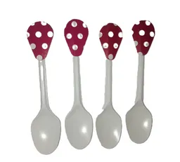 Cucharas Desechables Fiesta X20 Rosado Puntos Blancos