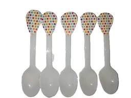 Cucharas Desechables Fiesta X20 Puntos Colores Blanca