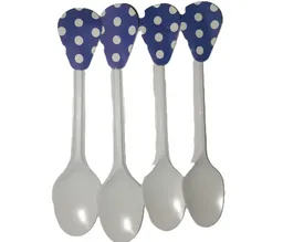 Cucharas Desechables Fiesta X20 Azul Con Puntos Blancos