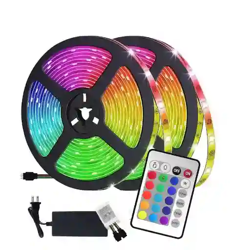 Cinta Led Tira Luces 2 Rollos Por 5mts Rgb Multicolor Incluye Un Control
