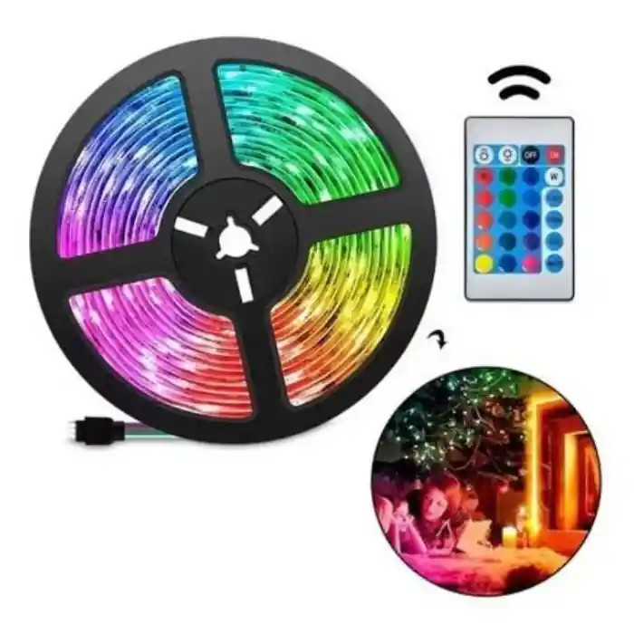 Cinta Led Tira Luces 2 Rollos Por 5mts Rgb Multicolor Incluye Un Control