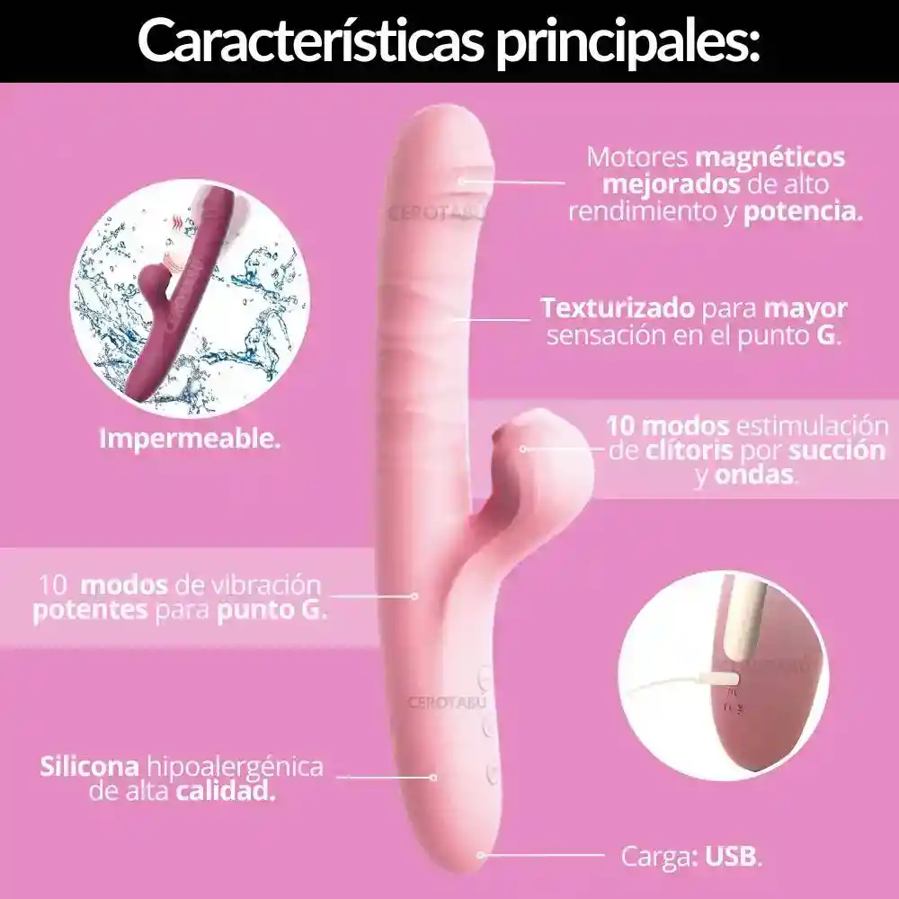 Vibrador Con Estimulación Clitorial Y Succionador