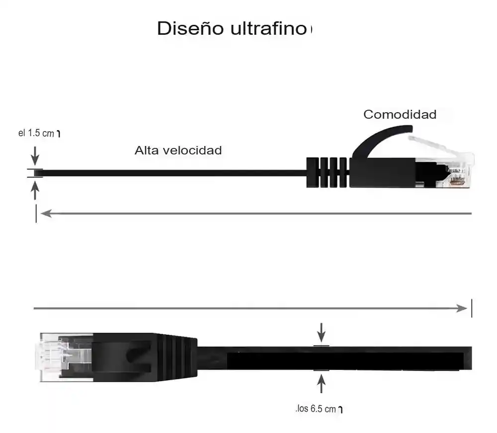 Cable De Red Ethernet Plano Cat6 Lan De 20m Negro