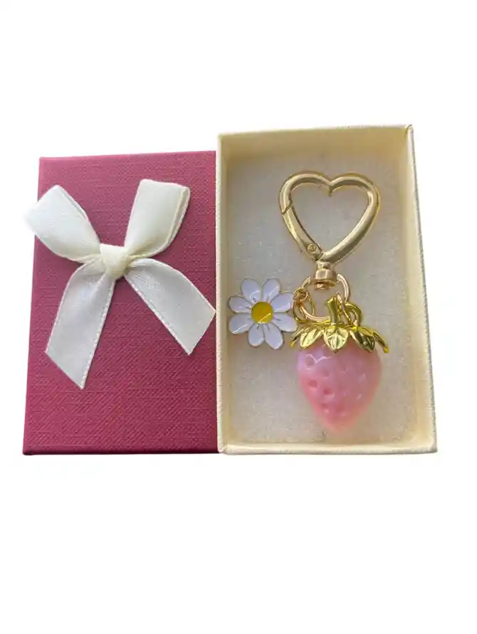 Llavero Diseño De Fresa Con Flor Para Hombre O Mujer Para Llaves