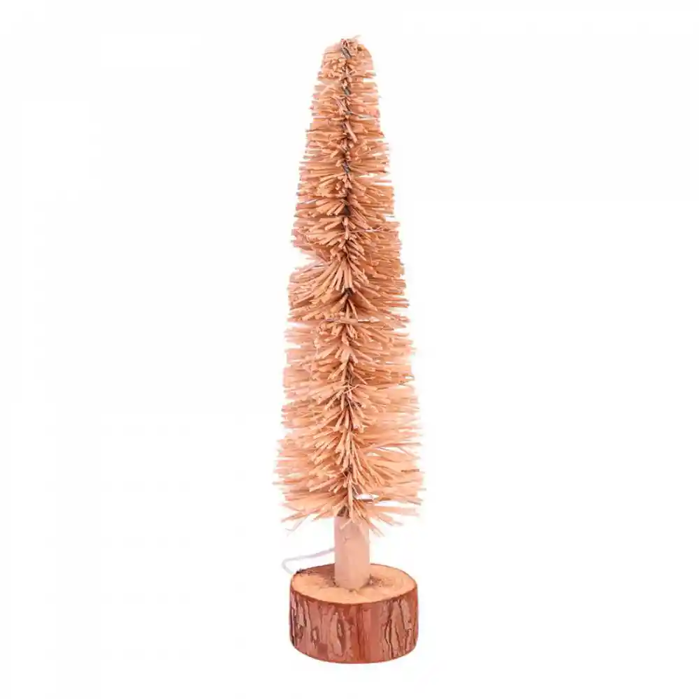 Arbol Santini Con Luz 9x40cm Rose Gold Fibra Natural